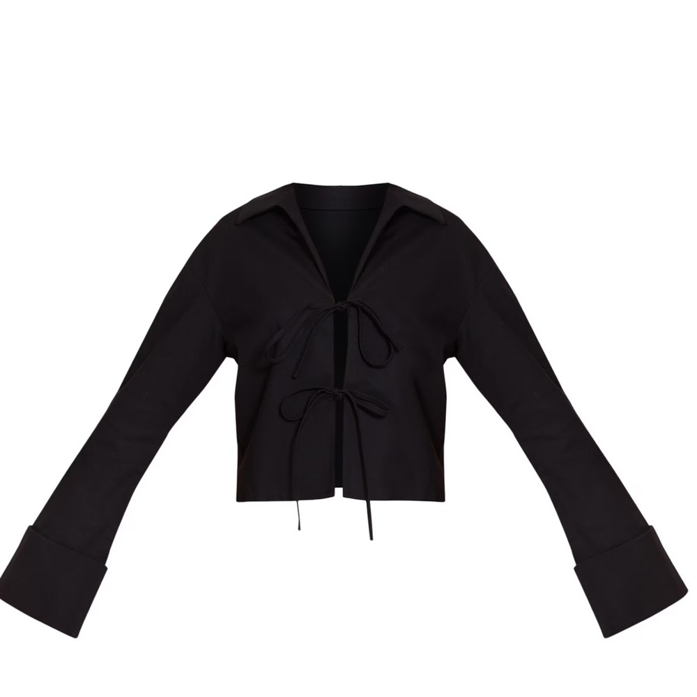 Black Front Tie Top - Picture 4 of 11